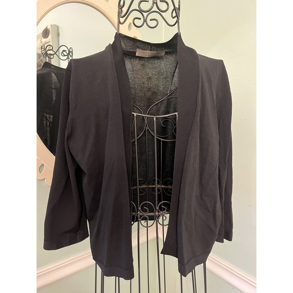 D. Exterior Womens V Neck 3/4 Sleeve Button Front Cardigan Black Size Large - Picture 1 of 3